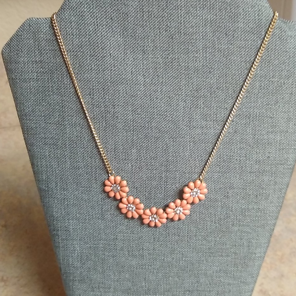 3 For $15 ~ Peach Tone Bling Flower Necklace